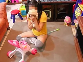 Stepfather punish his daughter when is surprised with dildo