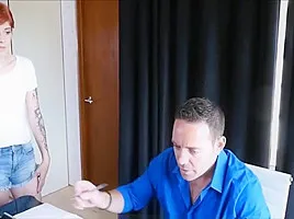 Cute Teen Red Head Stepdaughter Fucked For Her Birthday By Daddy