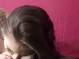 Hot teen gagging on step dads dick until she swallows his cum