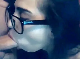 Crazy 18yo sister sucks her stepbrother's monster cock like a master