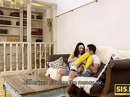 SIS.PORN. Cute redhead loses bet and permits stepbro to taste her twat