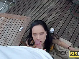 SIS.PORN. Nice babe with perfect body shapes tries penis of her brother