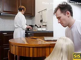 Girl With Playful Eyes Hides From Stepmom For Quick Sex With Stepbro In Bed