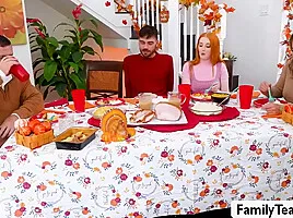 Stepsisters Blowjob Stepbro Under Table